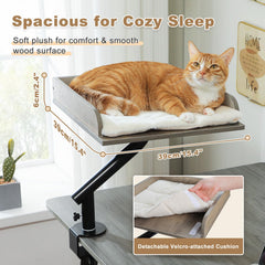PAWZ Road Cat Desk Bed: abrazadera ajustable para fijar al borde de cualquier escritorio.