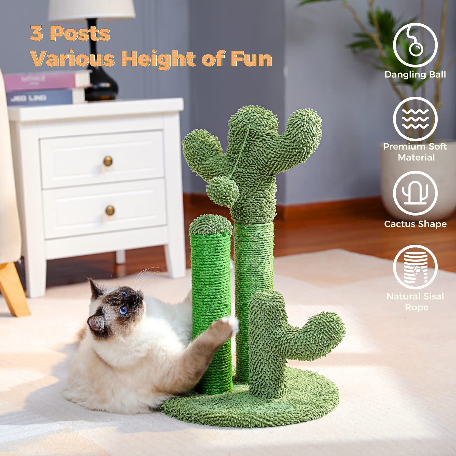 PAWZ Road rascador cactus: alturas ajustables para gatos de todos tamaños.