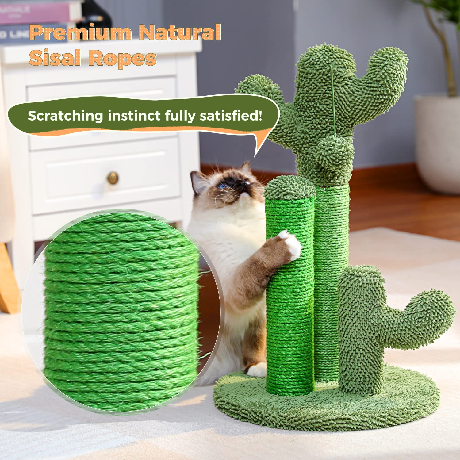 PAWZ Road revestimiento sisal verde: superficie agradable para arañar y ejercitar.