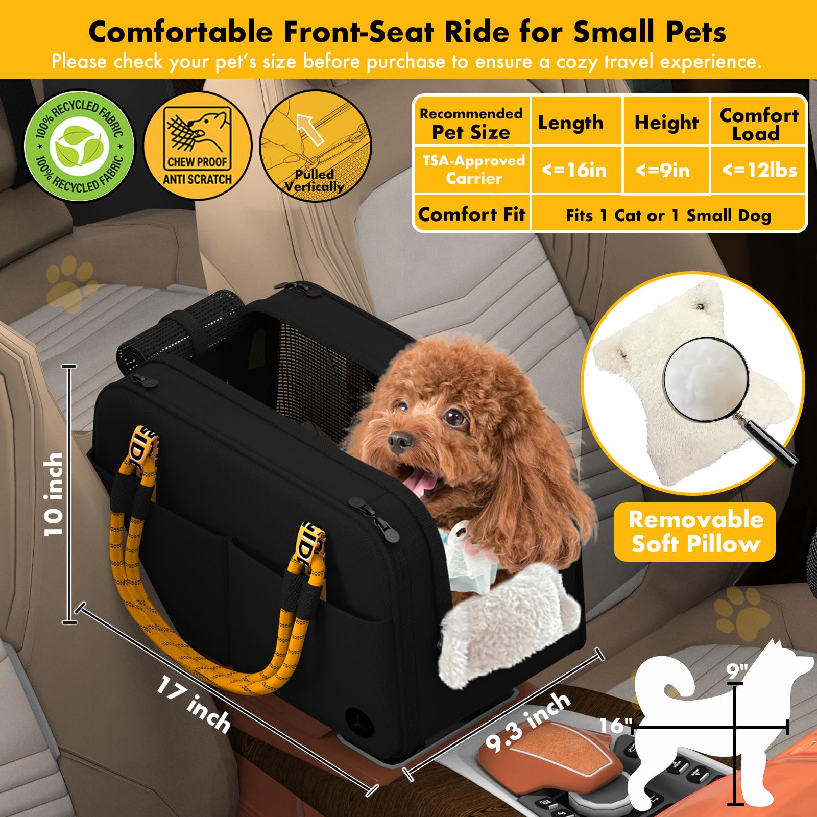 PAWZIDEA, almohada removible para mayor confort durante viajes