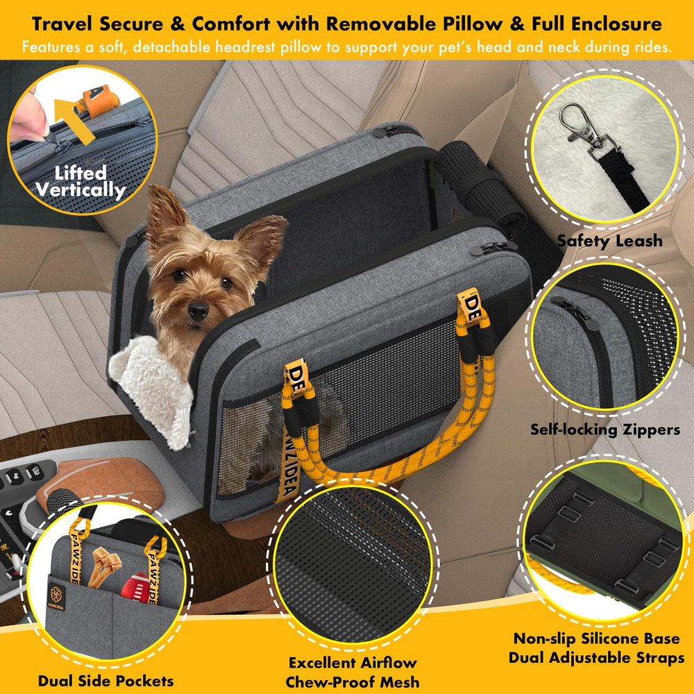 PAWZIDEA asiento consola para perro con almohada desmontable para mayor comodidad.
