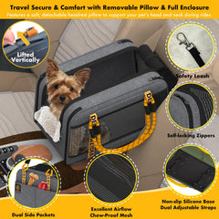 PAWZIDEA asiento consola para perro con almohada desmontable para mayor comodidad.