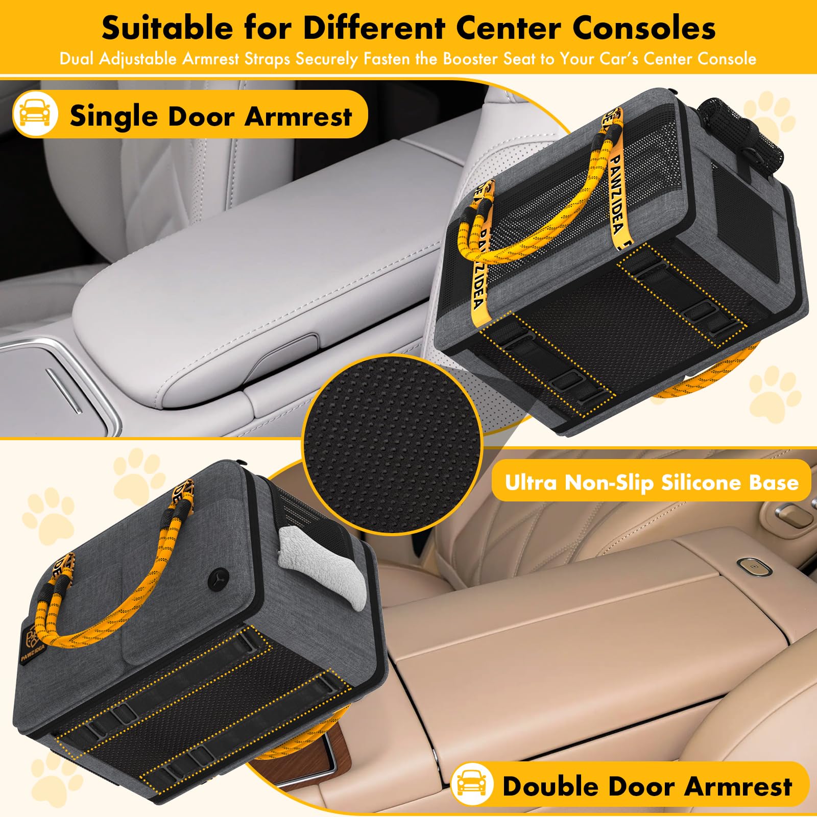 PAWZIDEA asiento consola para perro con cierre total para transporte cerrado.