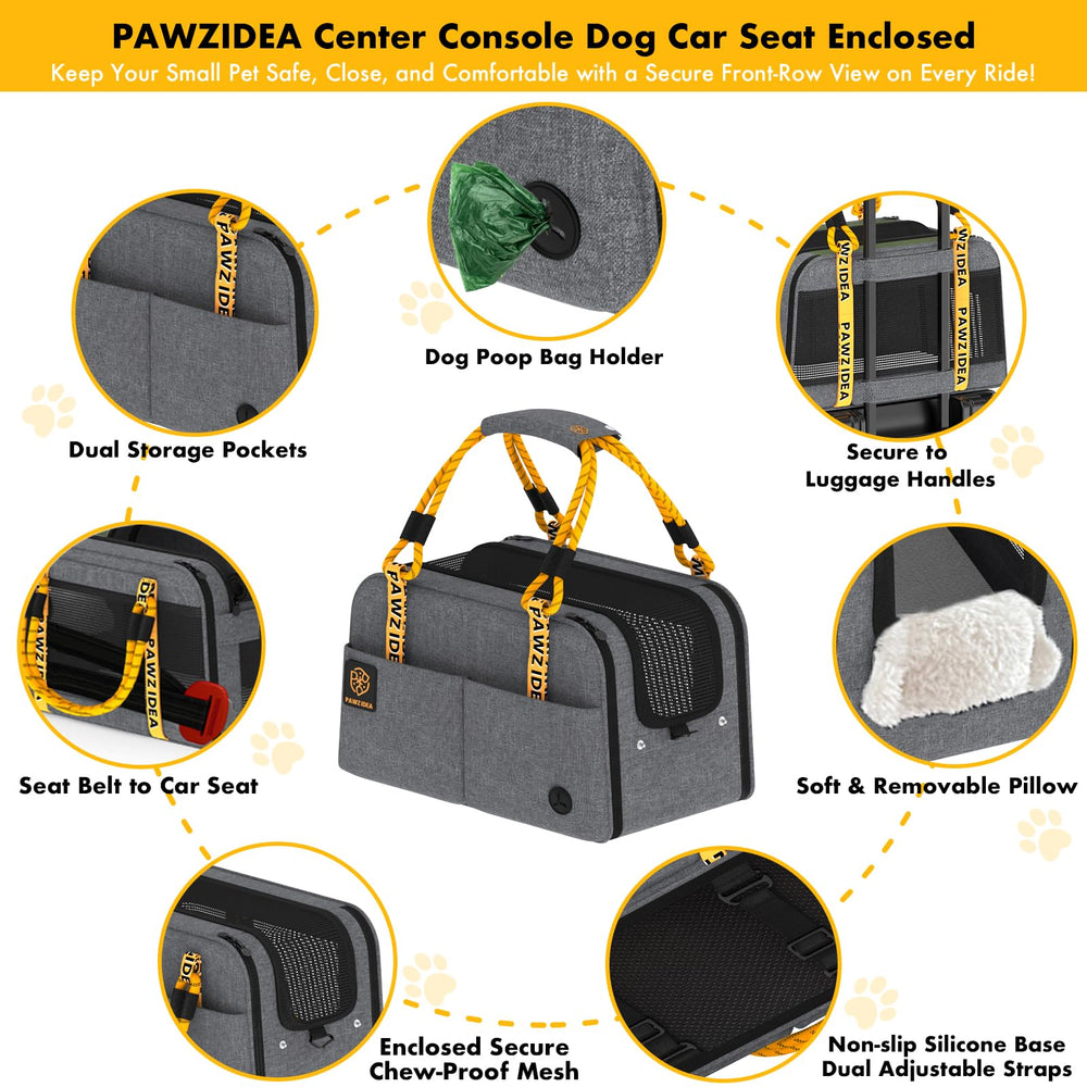 PAWZIDEA asiento consola para perro plegable y compacto para guardar.