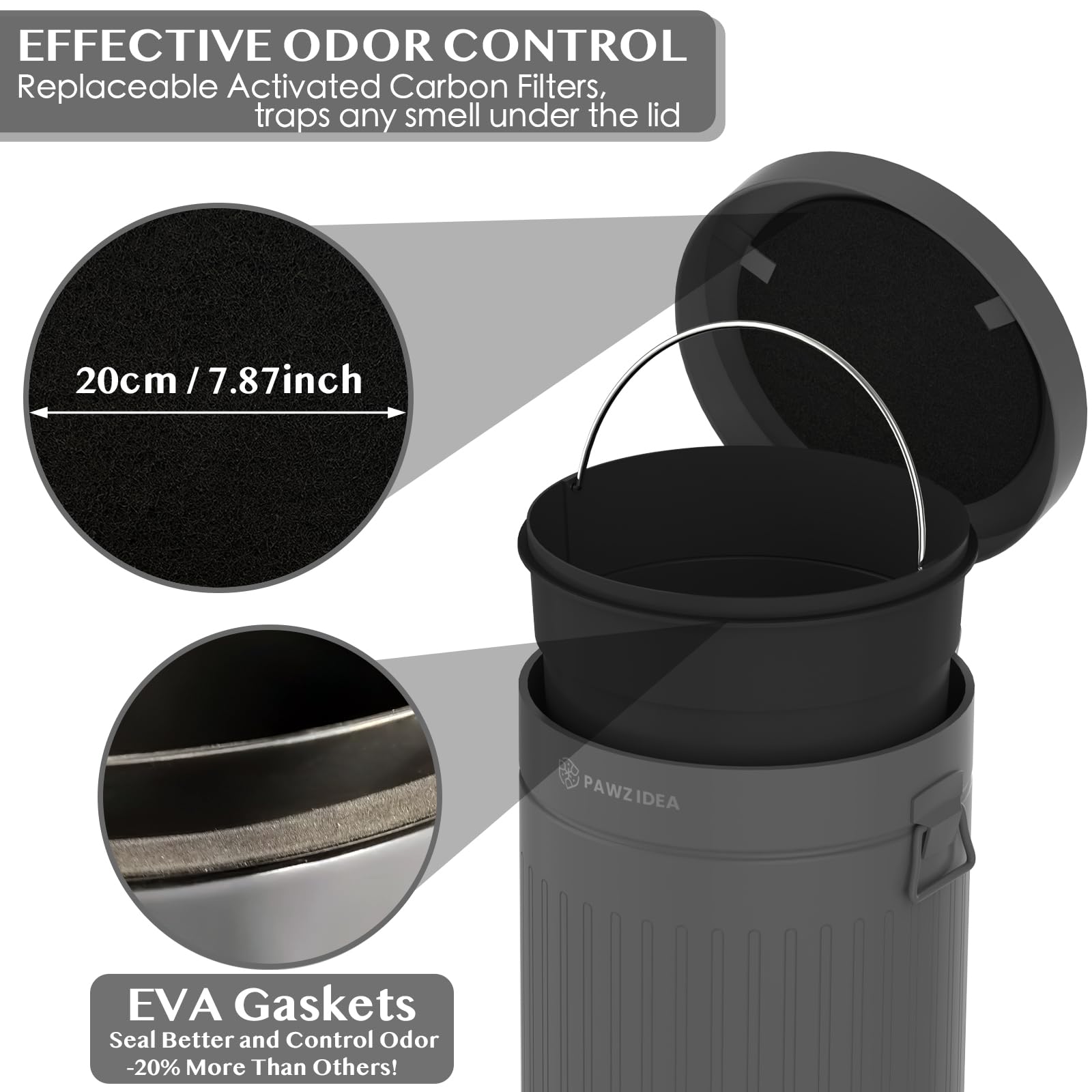 PAWZIDEA filtro de carbono reemplazable bloquea olores eficientemente.