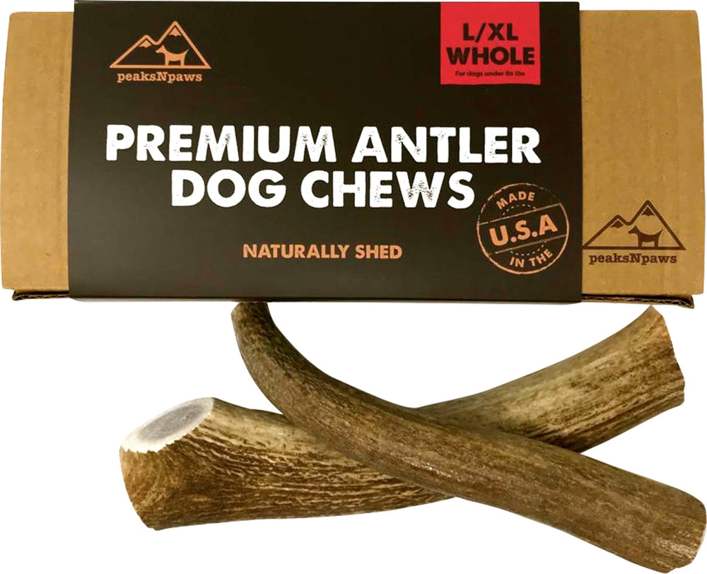 PeaksNPaws cuerno de alce natural para perro, masticación segura y de larga duración.