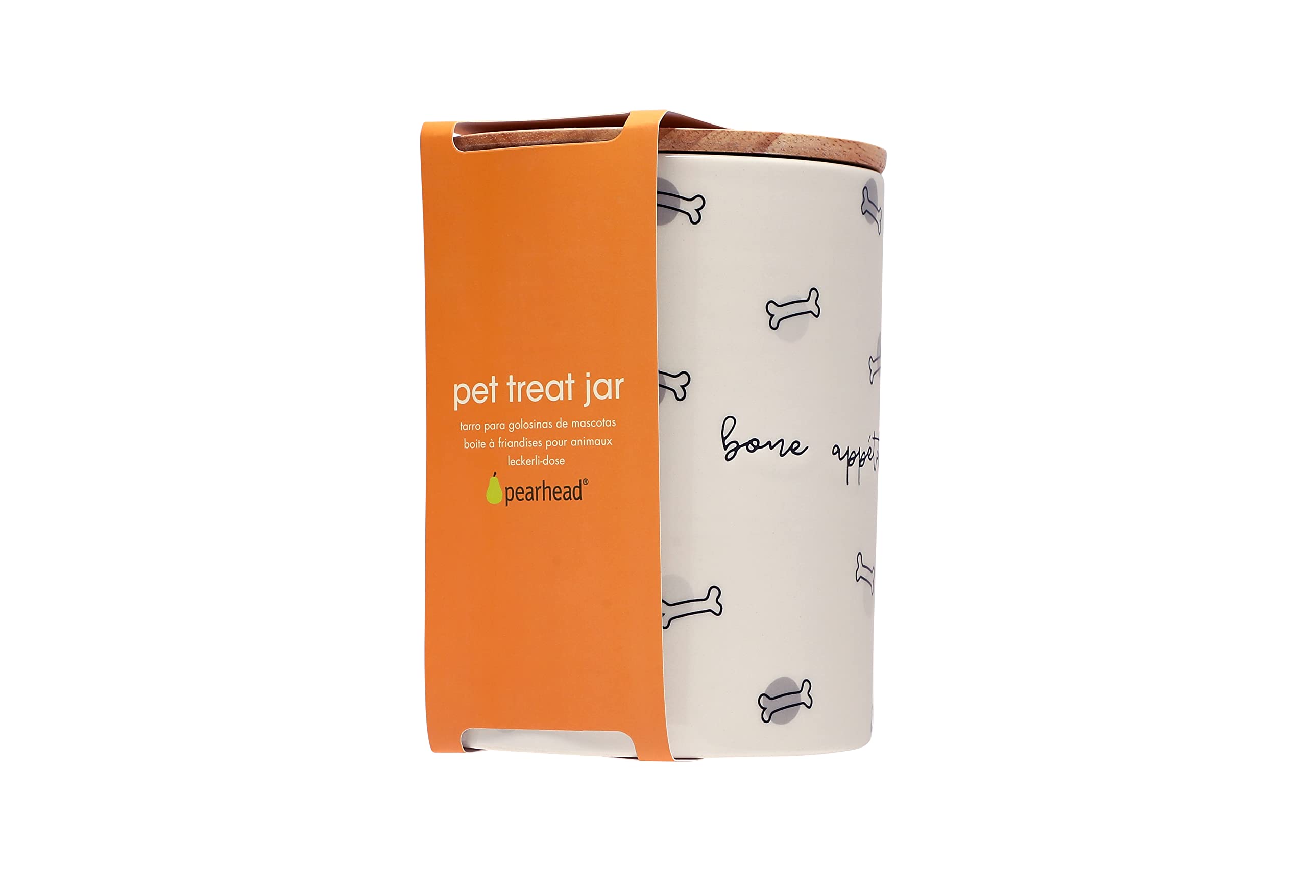 Jarre Pearhead Bone Appétit sur le comptoir, organisation pratique des friandises.