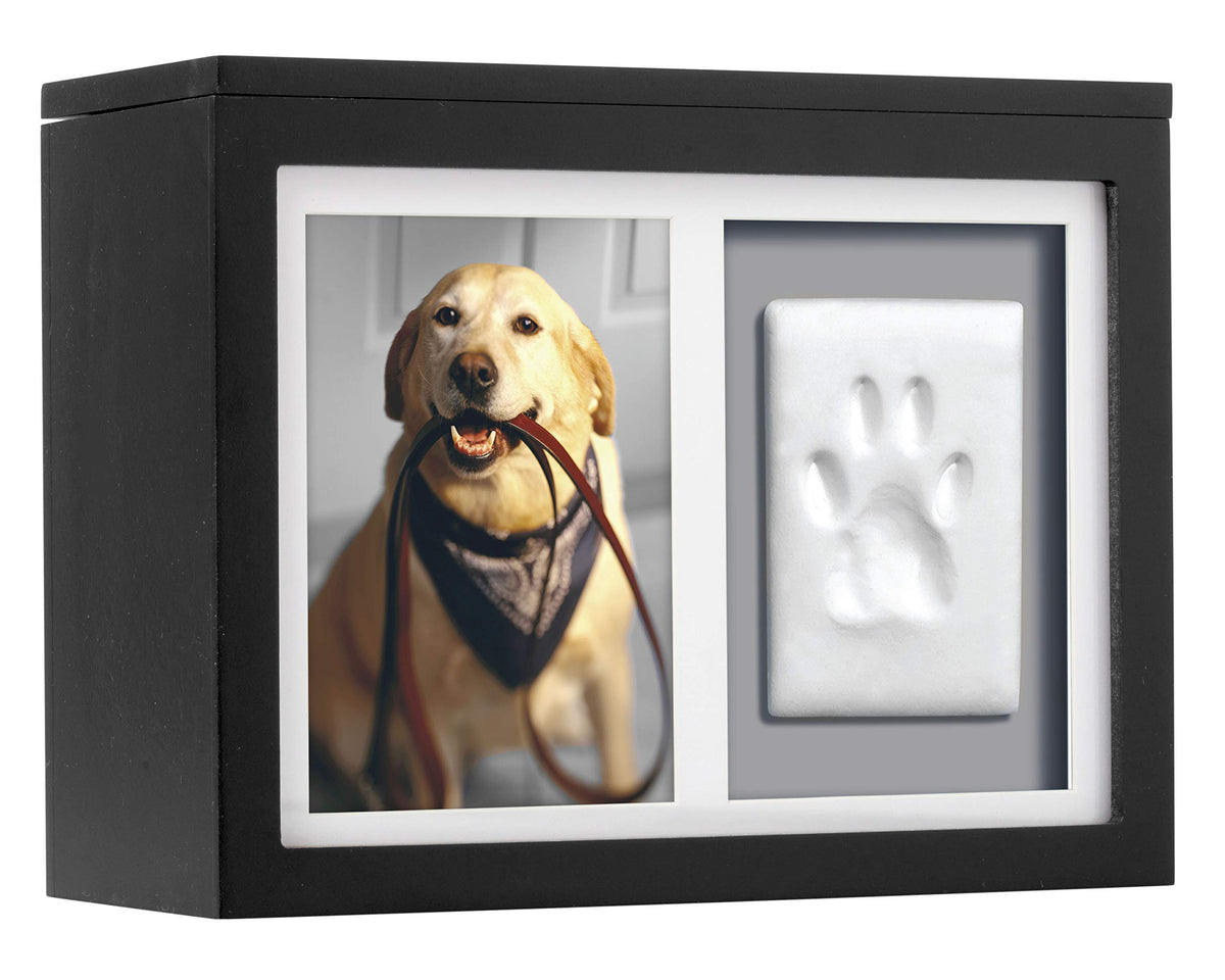Pearhead caja memoria mascotas negra con tapa para guardar recuerdos.