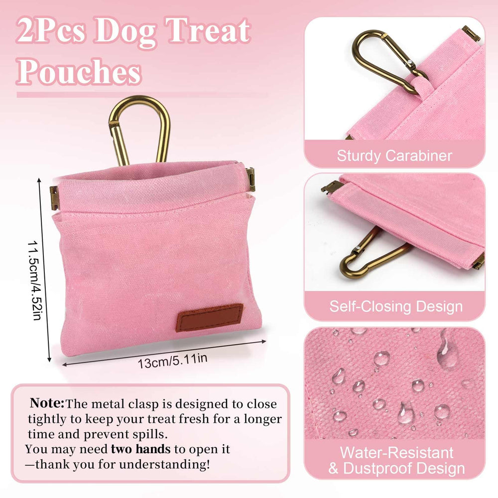 Peasug bolsas premio para perro en rosa, fáciles de llevar durante caminatas.