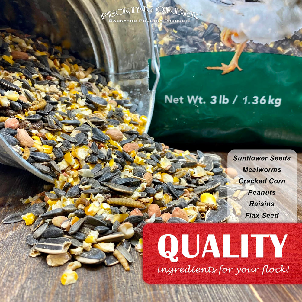 Pecking Order 9328: mezcla de ingredientes para variedad y textura