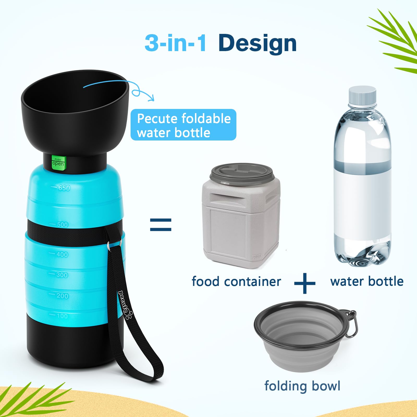 Pecute cuenco plegable de 160 ml, fácil de usar durante paseos