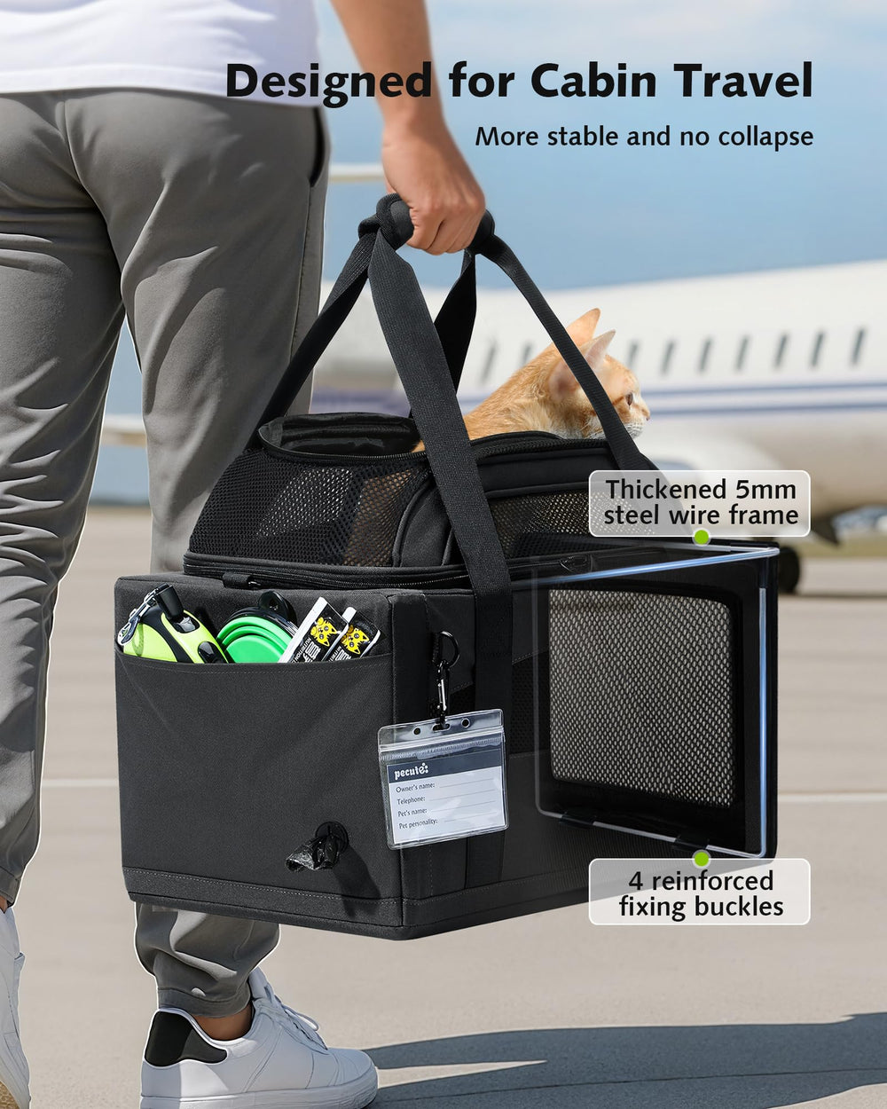 Pecute Expandable Carrier: malla ventilada para aire fresco y calma durante el viaje