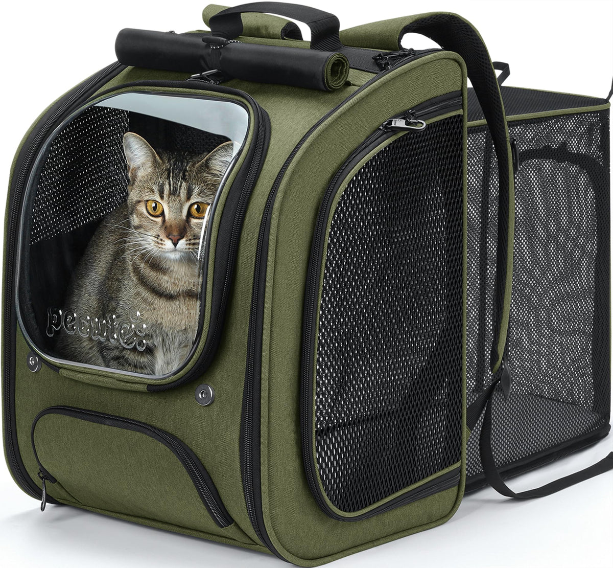 Pecute Mochila para gato con burbuja expandible para viajar cómodo