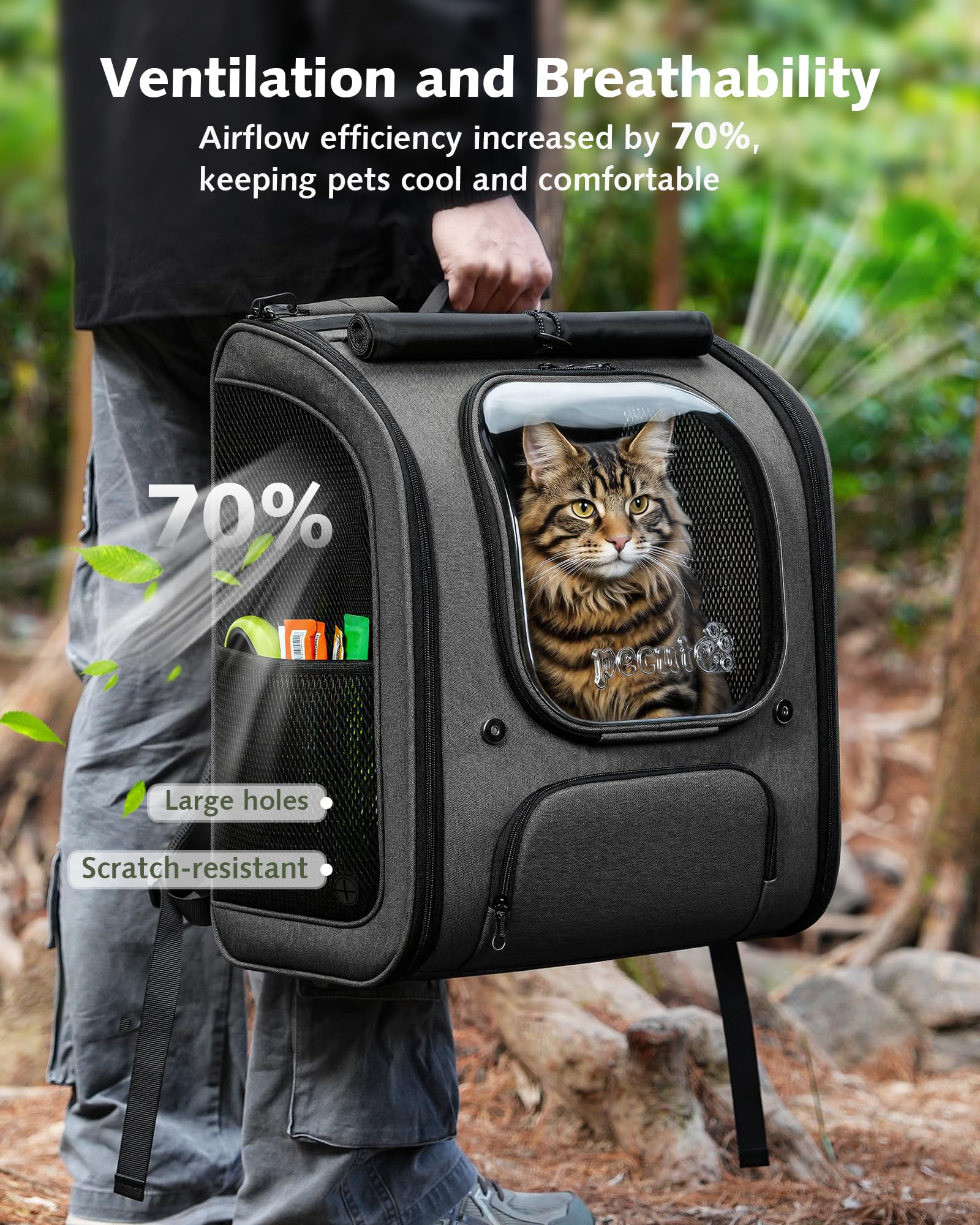 Pecute Gato Mochila cremallera candado integrado para seguridad
