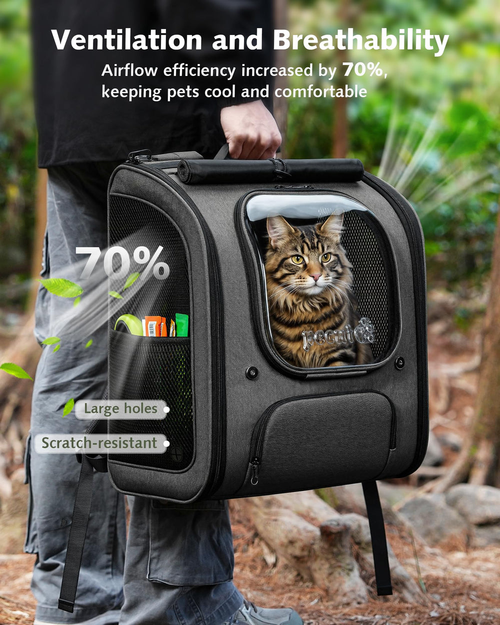 Pecute Gato Mochila cremallera candado integrado para seguridad