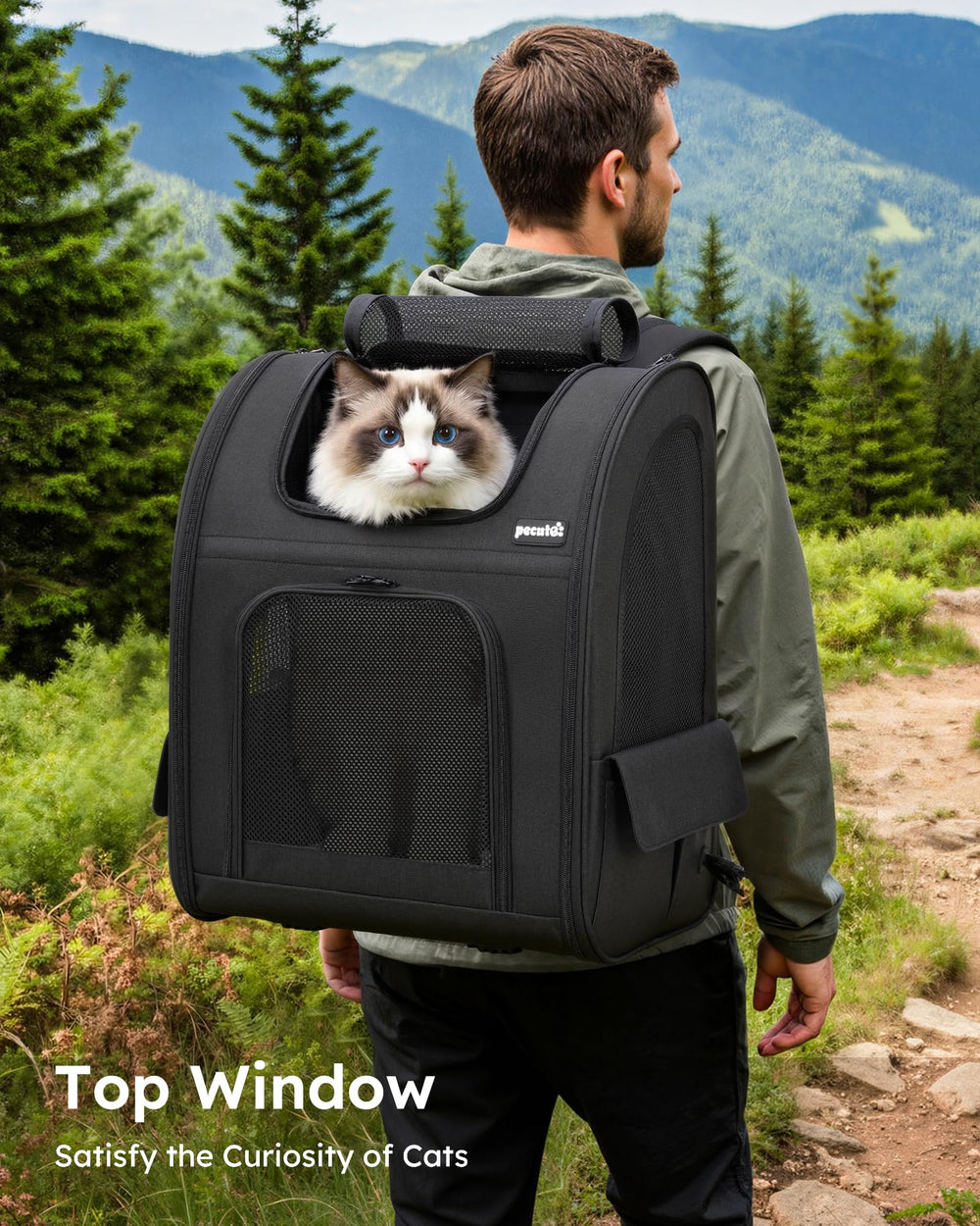 Pecute Mochila gato accesos múltiples para fácil entrada y salida.