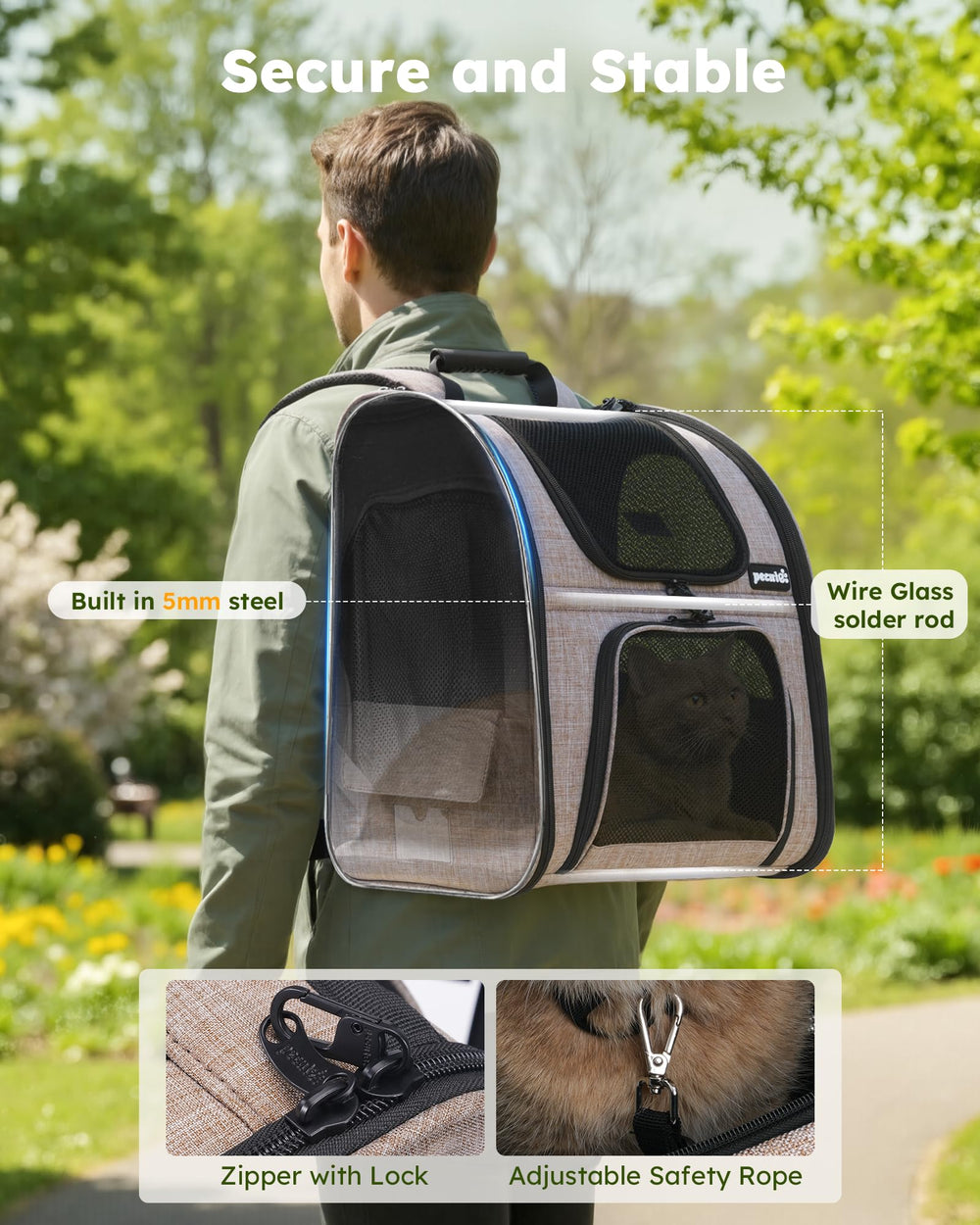Pecute Mochila Gato Almohadilla Interior Lavable: descanso suave para mascota