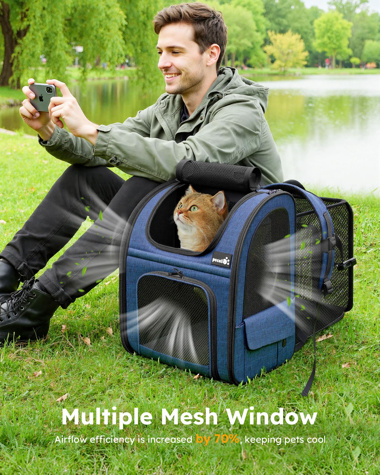 Pecute Mochila Gato Bolsillos laterales para guardar accesorios