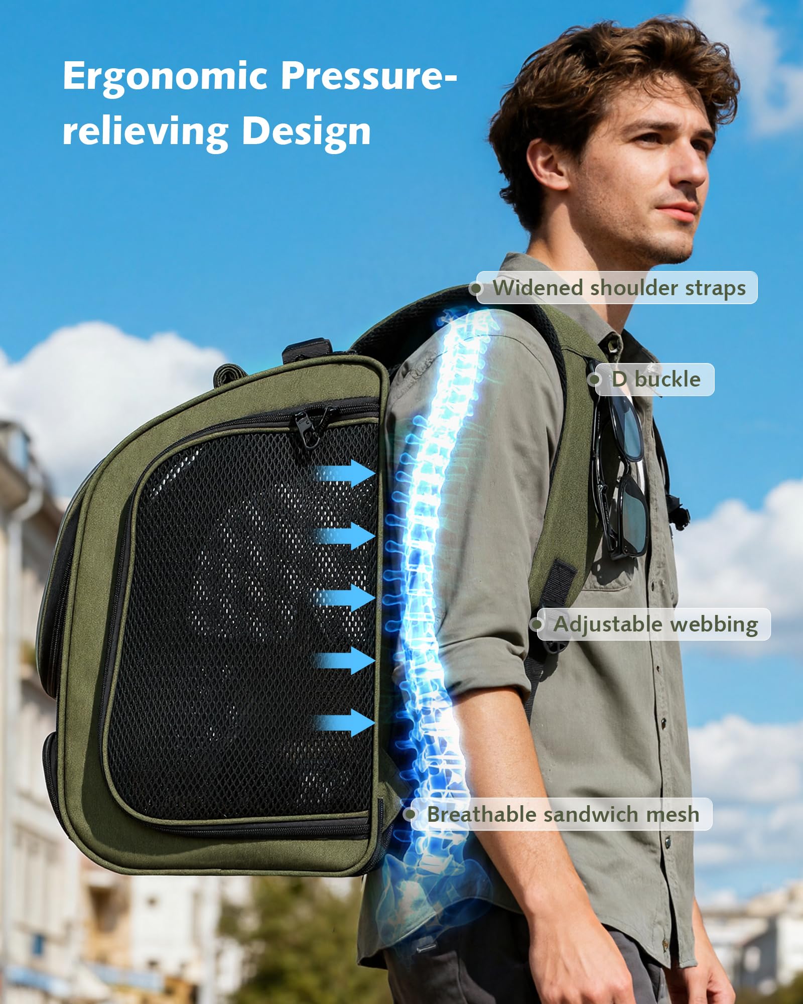 Pecute Mochila para gato con correa de seguridad integrada