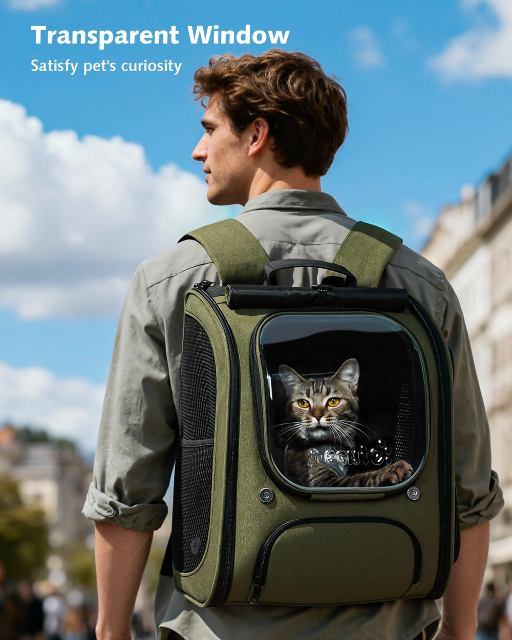 Pecute Mochila para gato con malla ventilada en lados