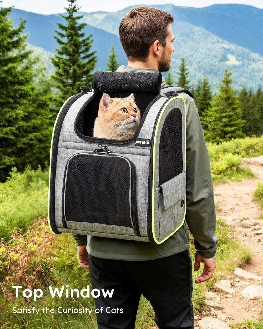 Pecute Mochila para gatos con cremalleras de seguridad y gancho retráctil para evitar escapes.