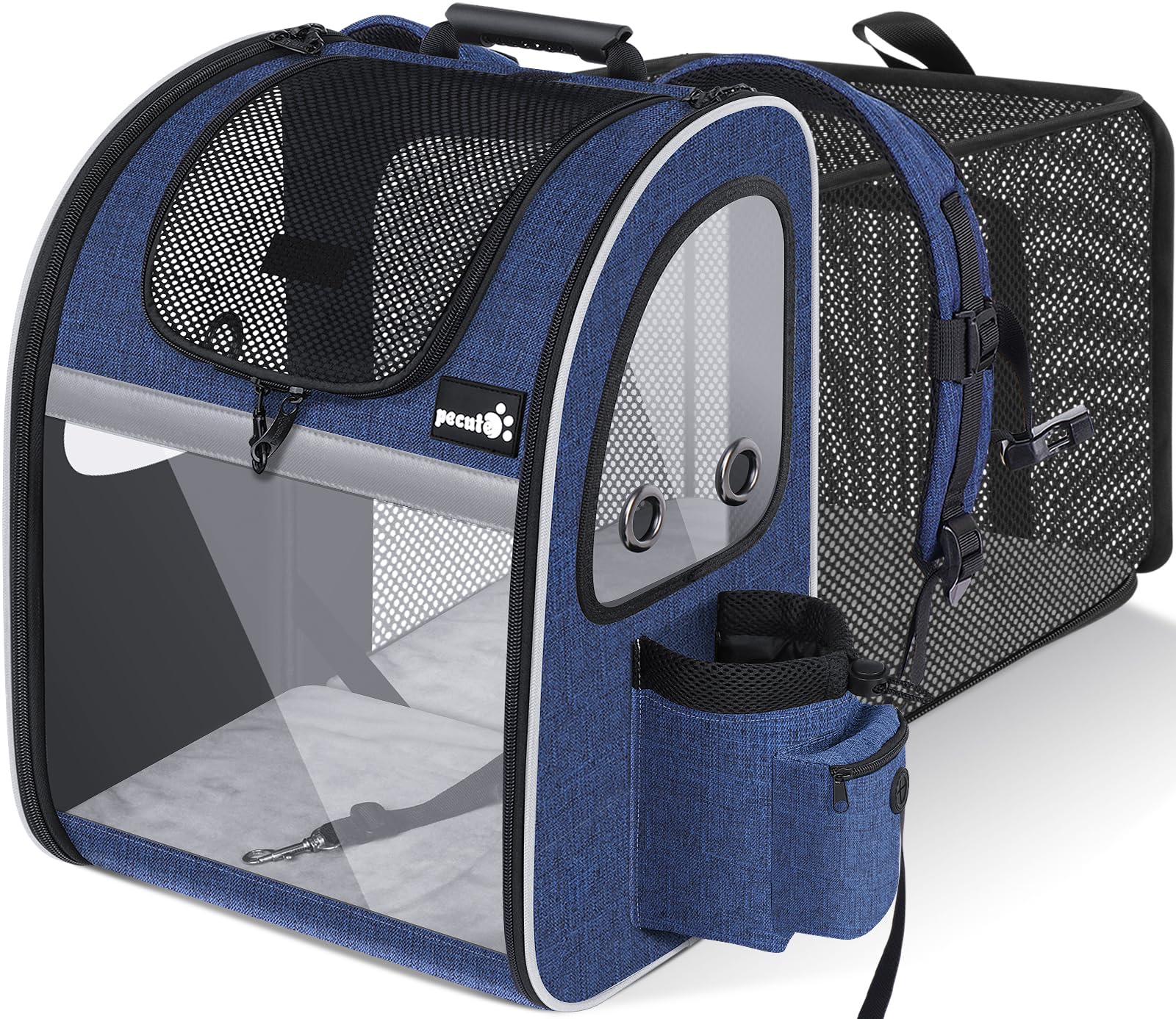 Mochila Pecute para mascotas, vista frontal, comodidad durante el transporte de tu gato o perro pequeño