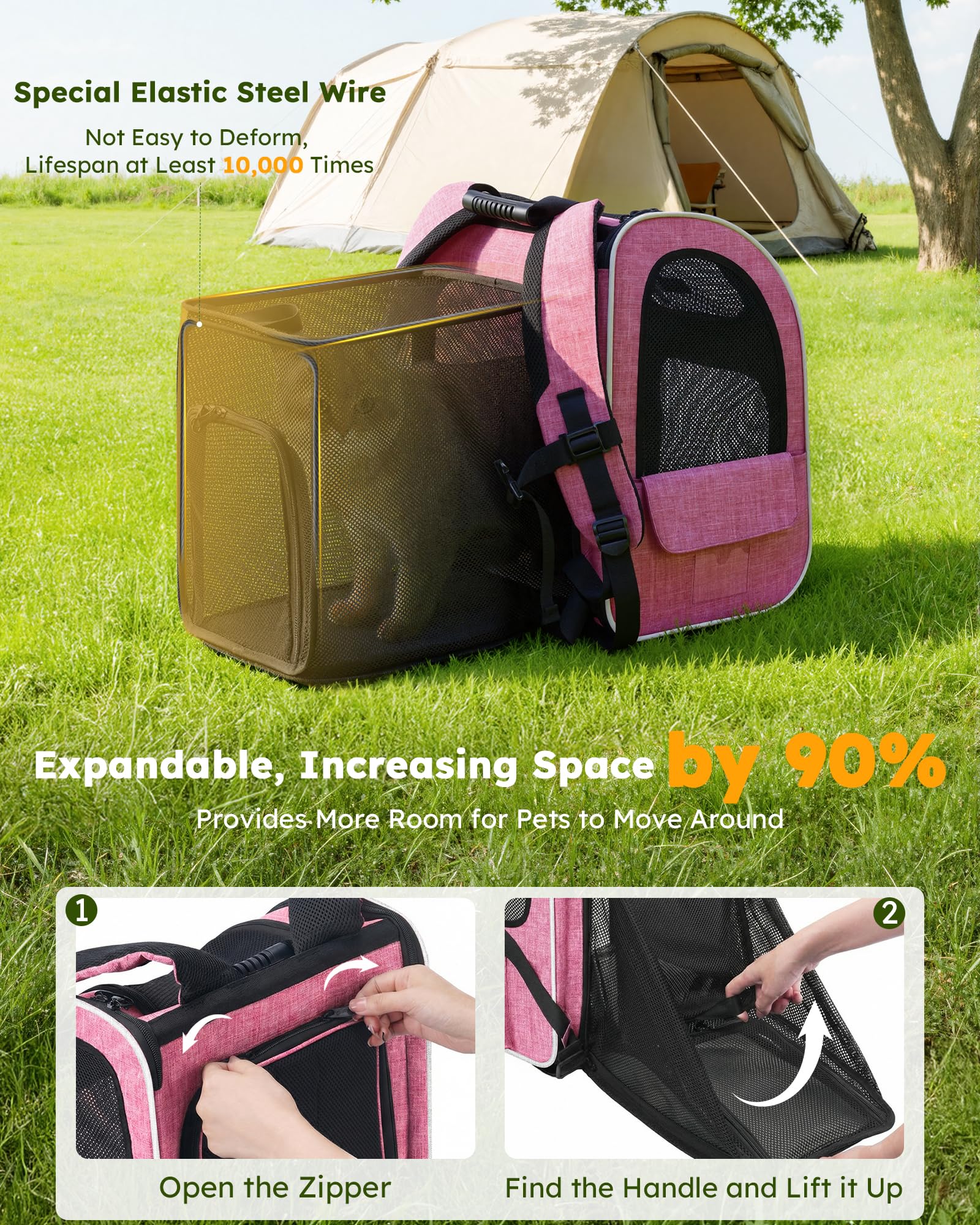 Pecute Mochila Expandible: acceso múltiple para colocar o retirar la mascota con facilidad.