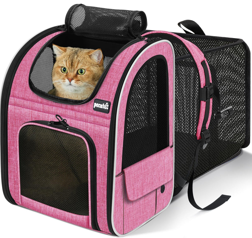 Pecute Mochila Expandible para gatos y perros pequeños, con ventilación 4 mallas.