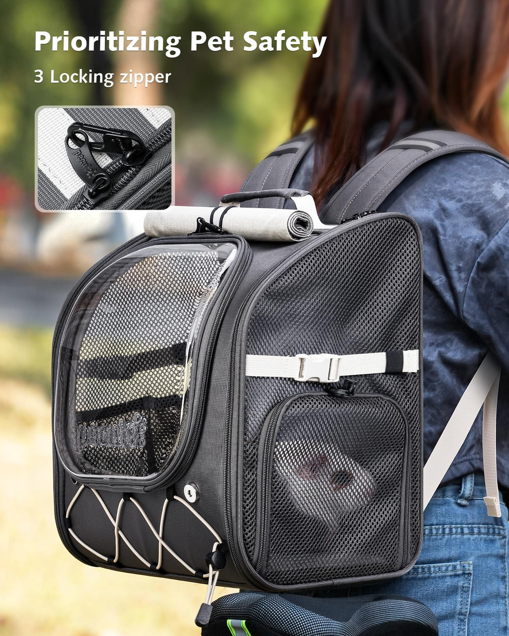 Pecute portamascotas panel trasero ergonómico para comodidad
