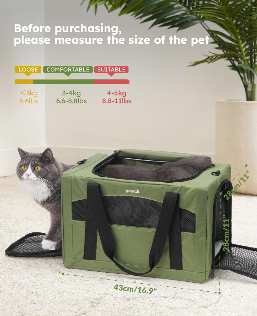 Pecute transportín gato dimensiones 16,9 pulgadas, apto para mascotas hasta 11 lb.