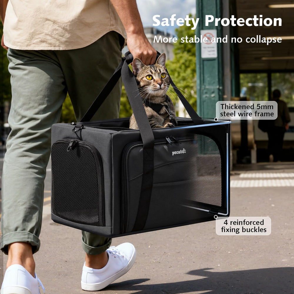 Pecute transportín para gato con 200% de espacio extra, ideal para estancias largas