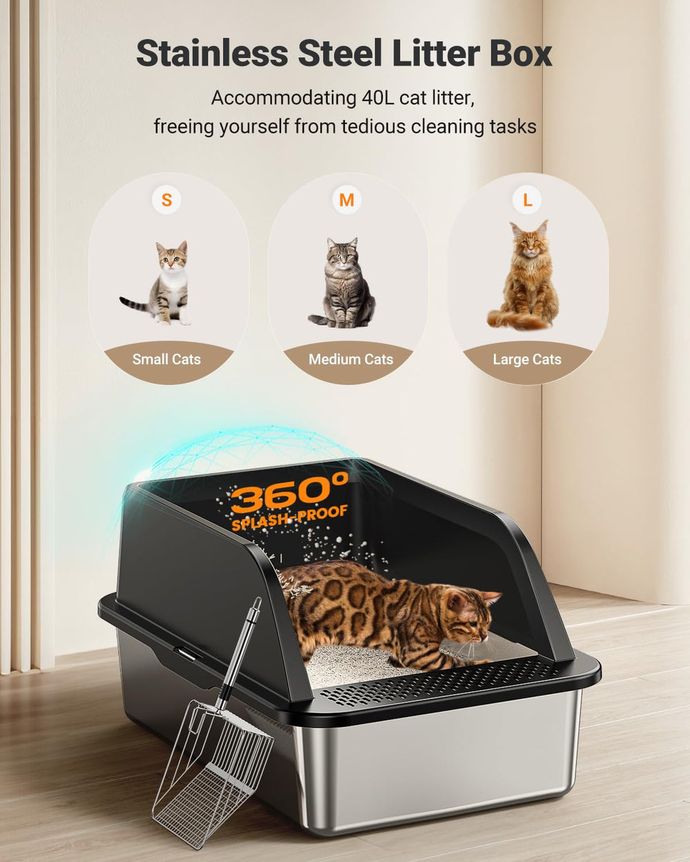 PEDIBAT caja arena XL con capacidad de 37 litros, ideal para gatos grandes.
