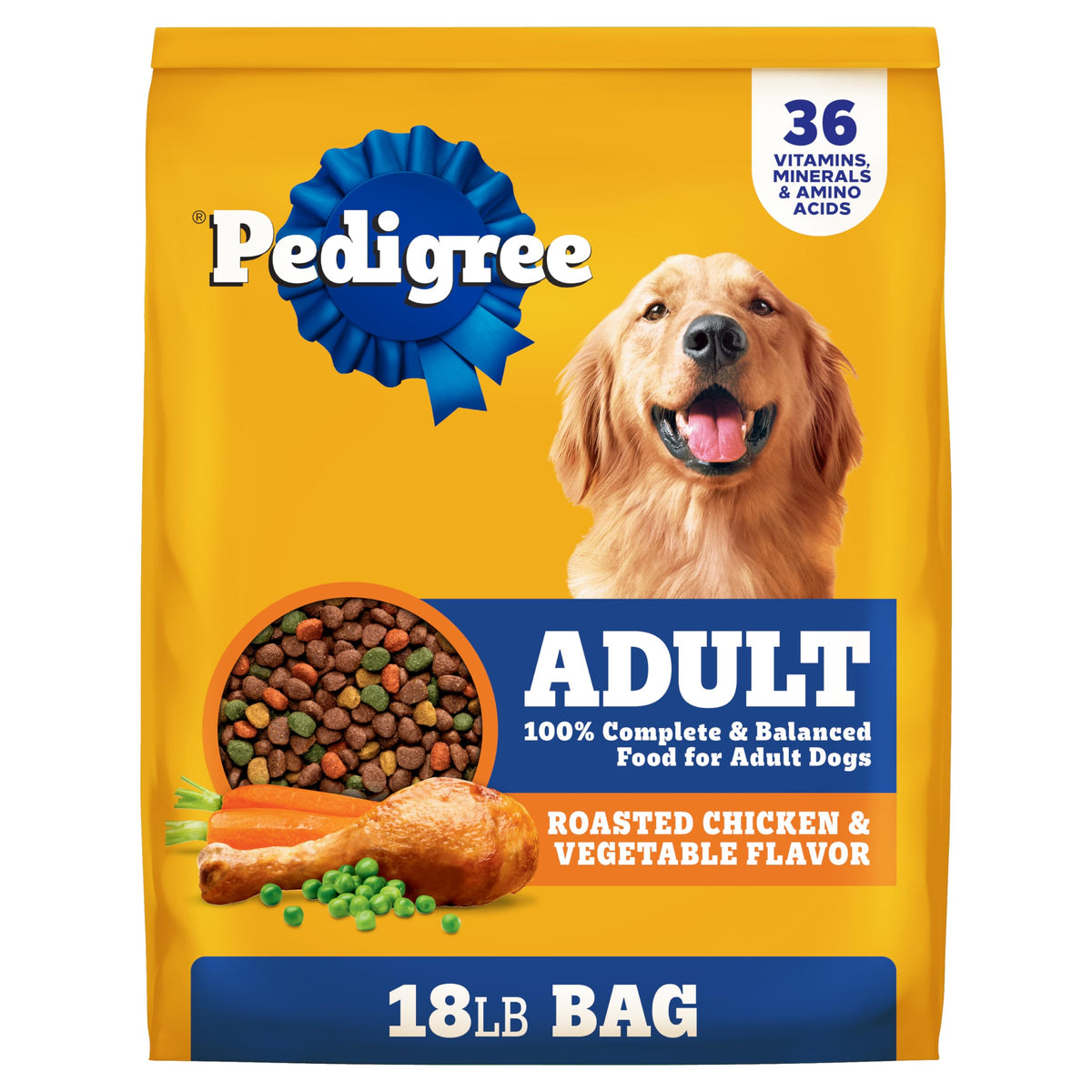 Pedigree comida seca para perros adultos en bolsa pollo asado y vegetales.