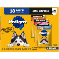 Pack de Pedigree con variedad de alimento húmedo de proteína alta para perros