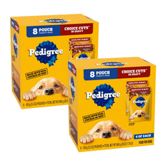 Pedigree Choice Cuts en Gravy, bolsa-3-5oz, comida húmeda suave para adultos.