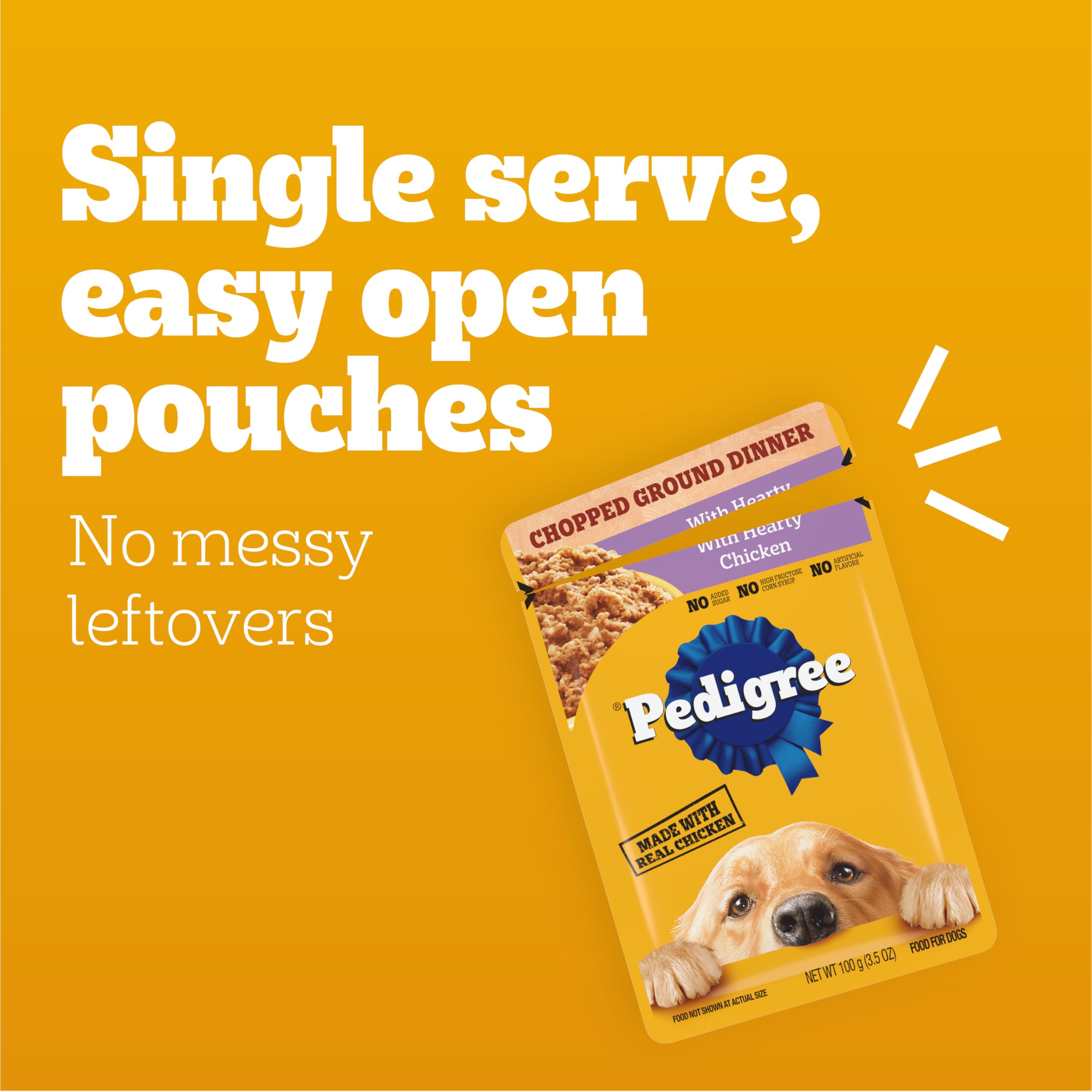Cocción al vapor de Pedigree Chopped Ground Dinner con jugos conservados.