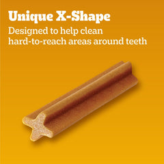 Pedigree Dentastix diseño en X ayuda a limpiar áreas difíciles alrededor de los dientes