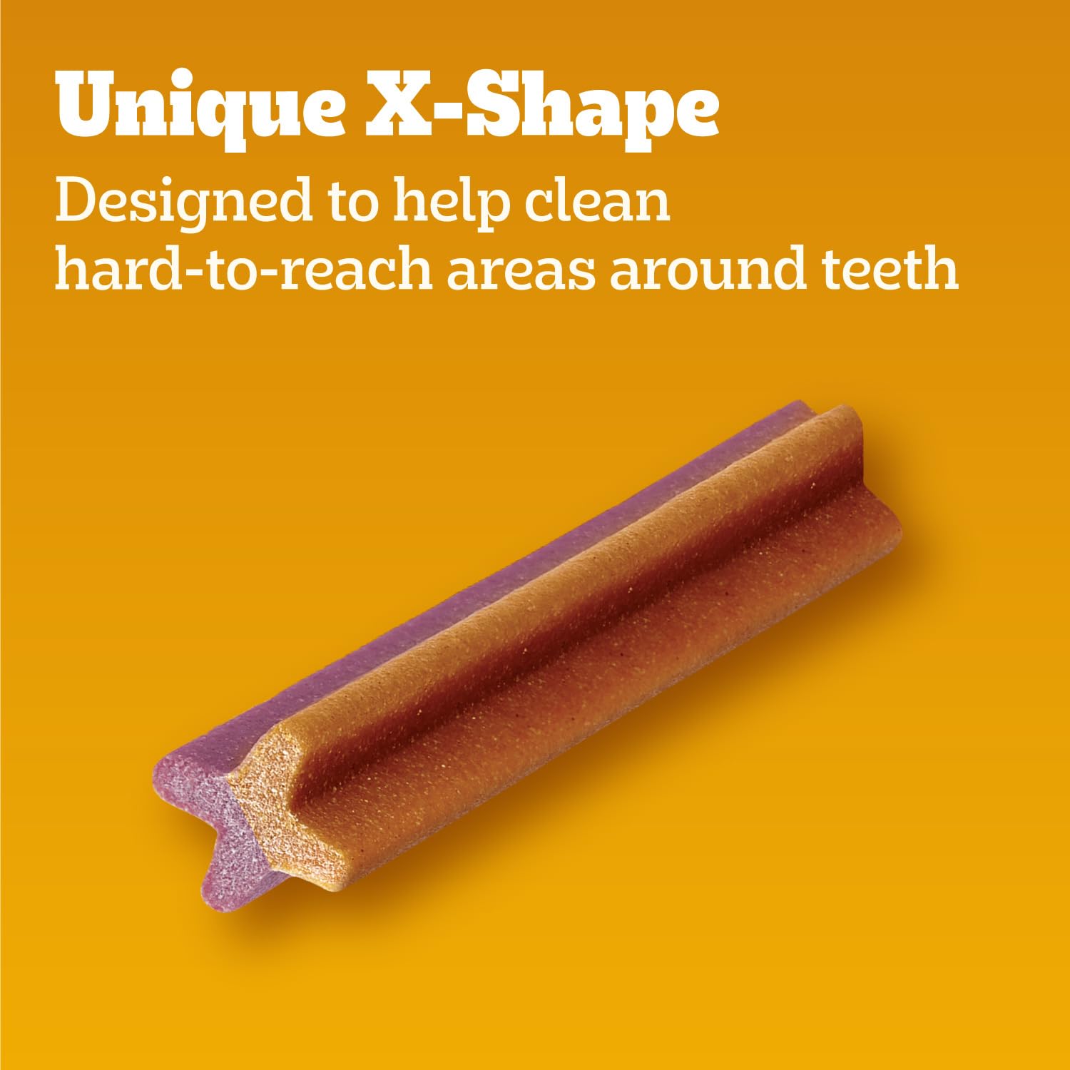 Pedigree Dentastix dual-flavor bacon chicken chews shown for small breeds.