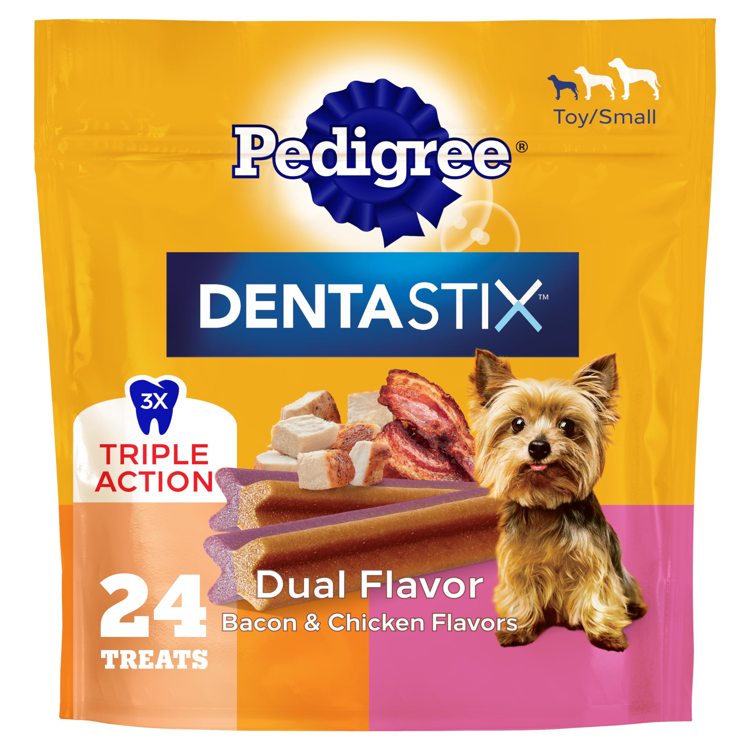 Pedigree Dentastix empaque de 5 oz, ideal para cuidado dental diario.