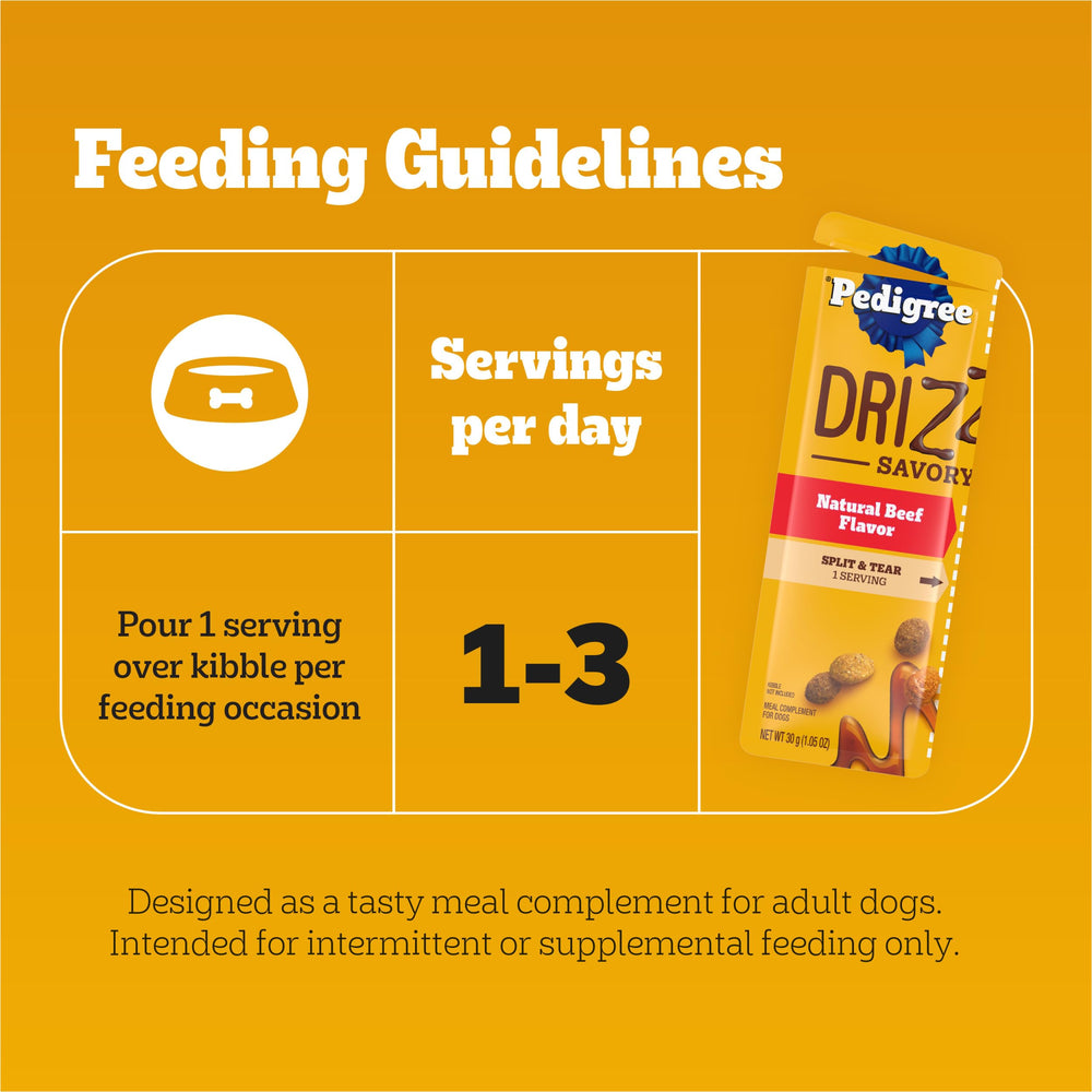 Pedigree Drizzlers empaque práctico para facilitar el uso diario.