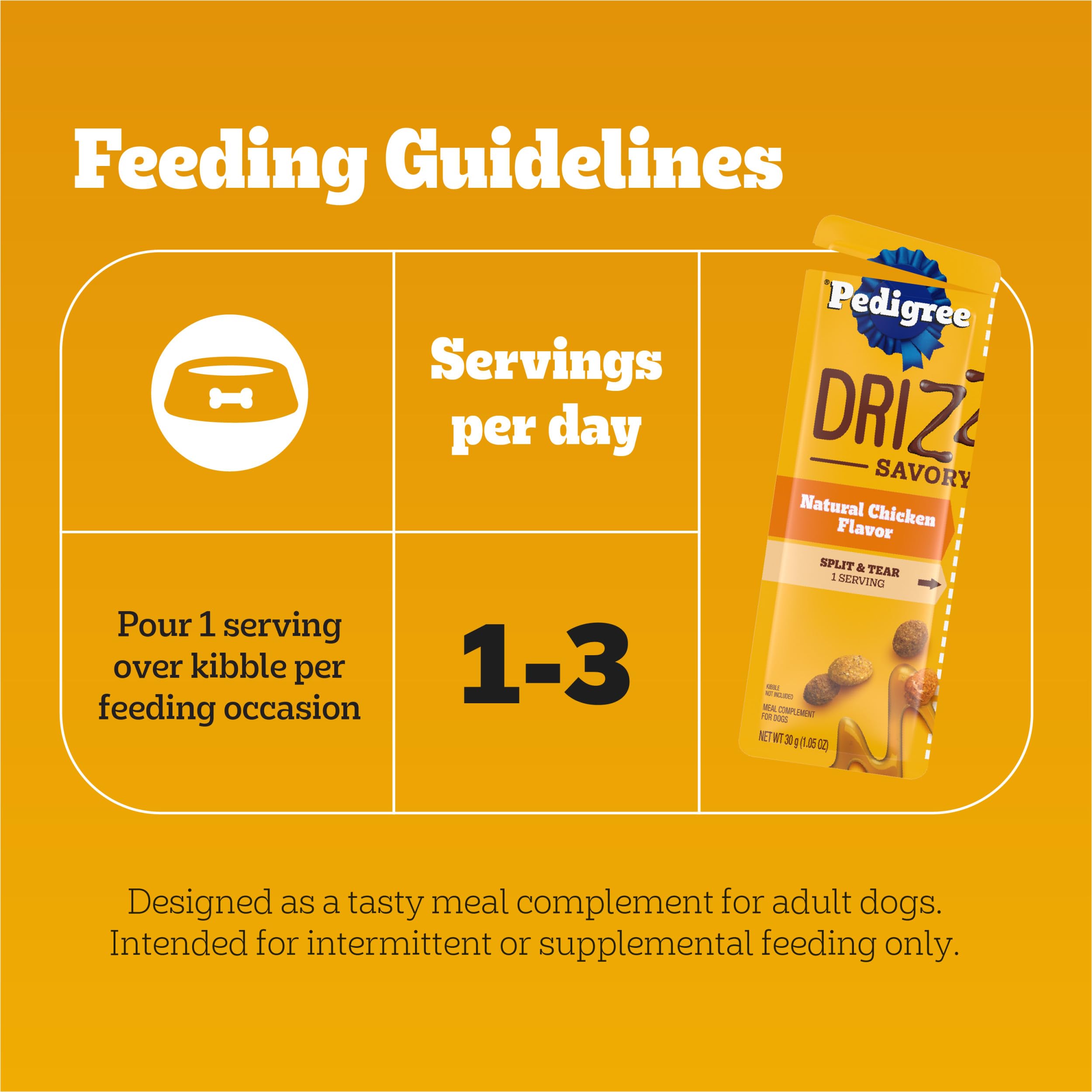 Pedigree Drizzlers sabor natural a pollo en comida seca