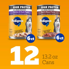 Pedigree lata res y bisonte: proteína de calidad para perros adultos.