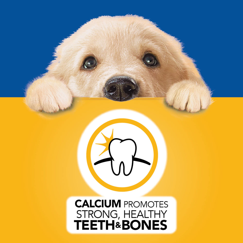 Pedigree Puppy Morsels con DHA y calcio para dientes y cerebro en desarrollo.