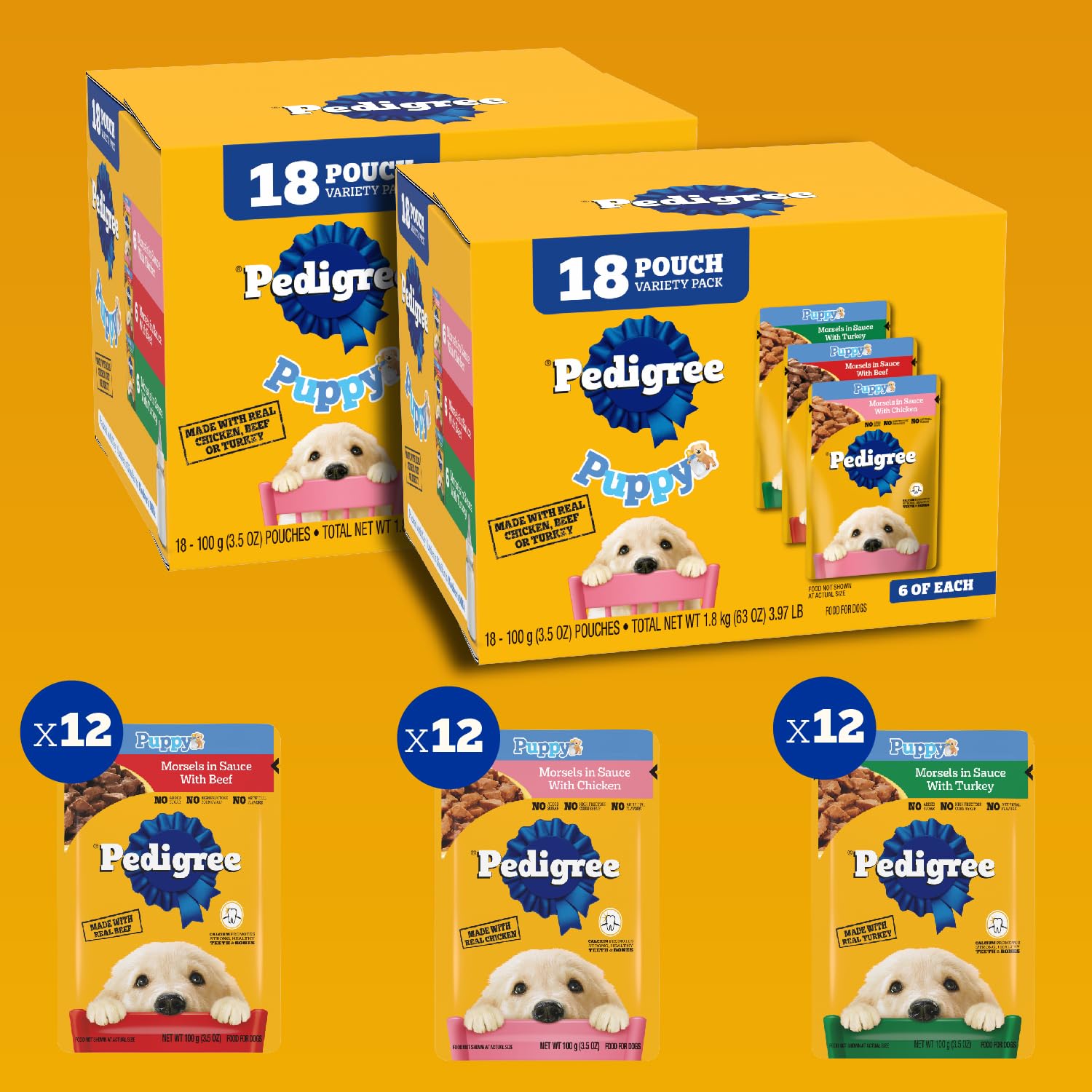 Porción blanda de Pedigree con pollo, ideal como complemento suave.