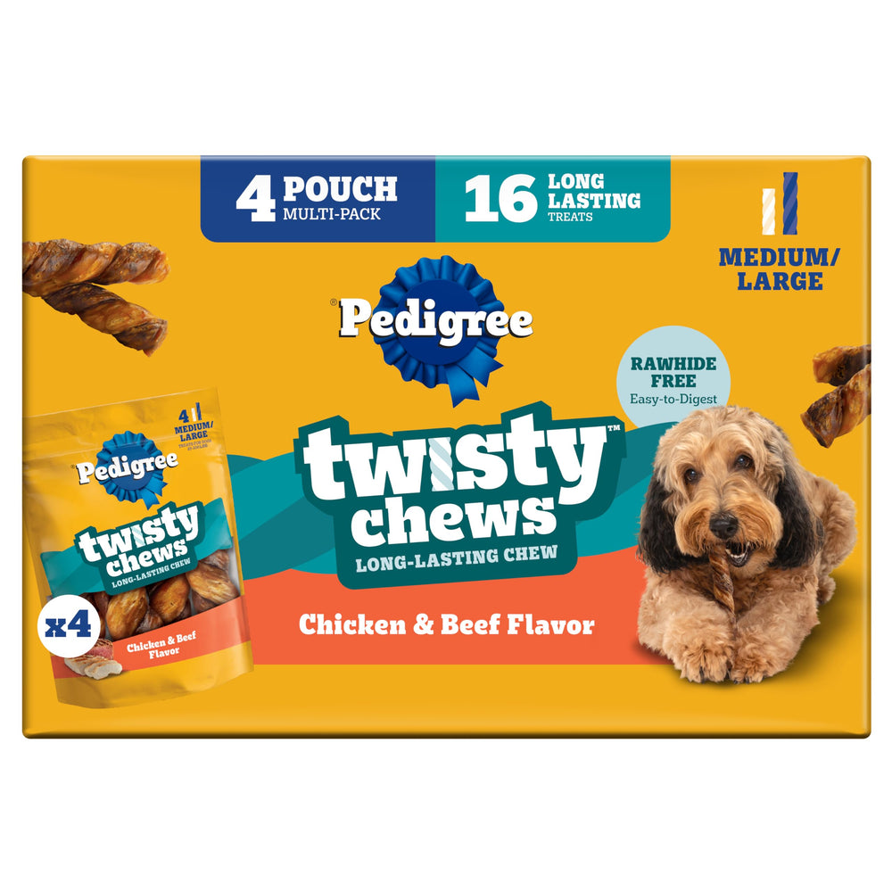 Pedigree Twisty Chews muestra diseño trenzado para masticación prolongada