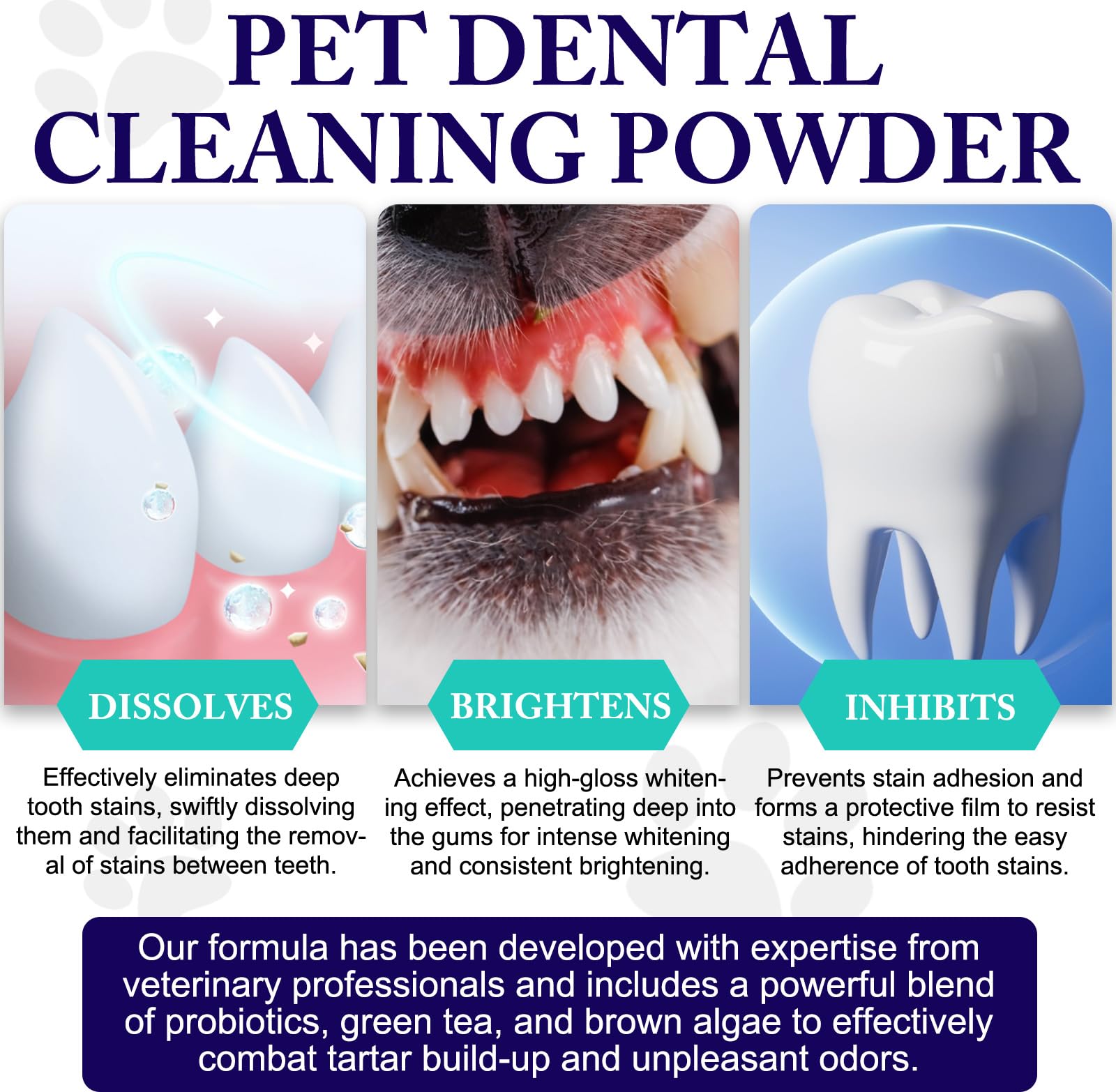 Peesnb polvo limpiador dental, aplicación rápida para higiene bucal diaria.