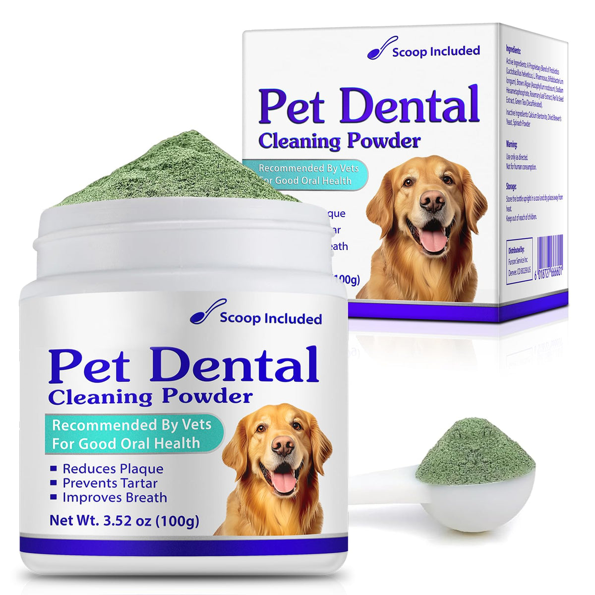 Peesnb polvo limpiador dental para perros, empaque práctico para uso diario.