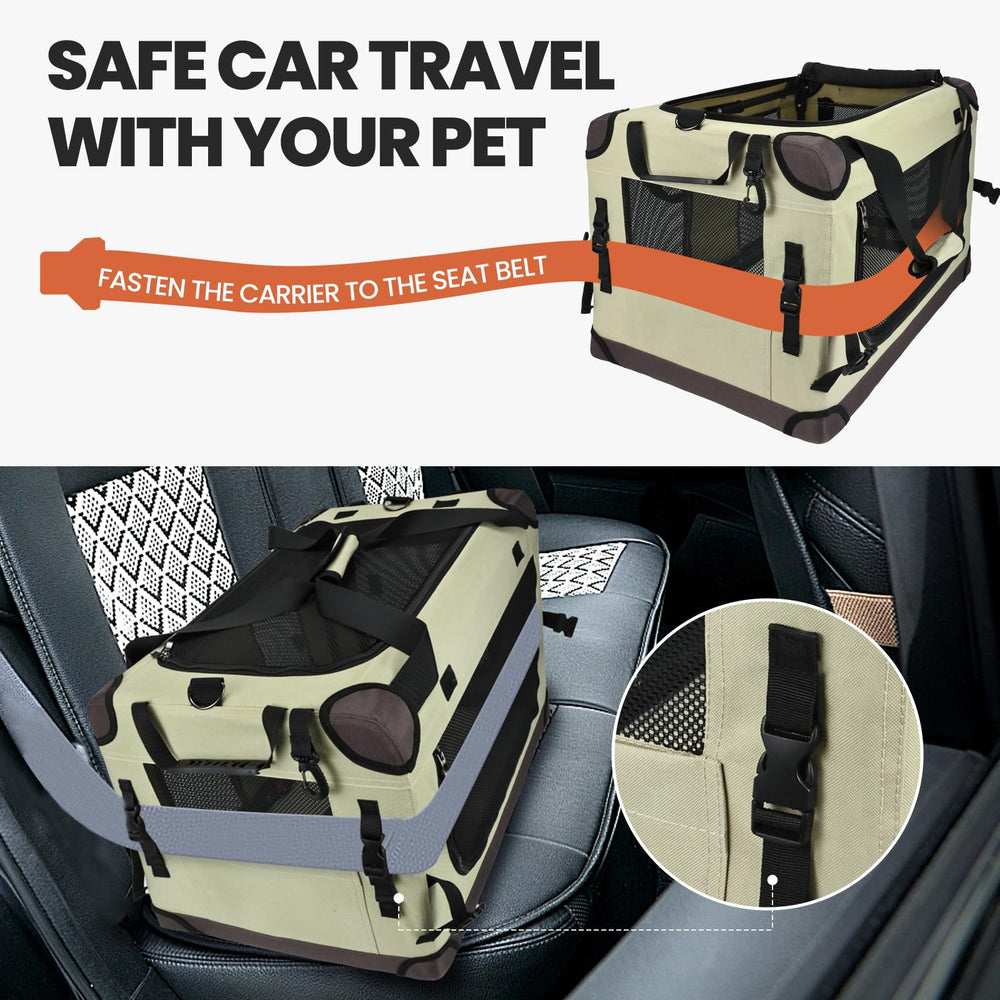 Pegic Porta Gato Grande incluye cinturón de seguridad para viaje estable.