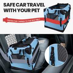 Pegic transportín grande con cinturón para coche, seguridad durante el viaje.