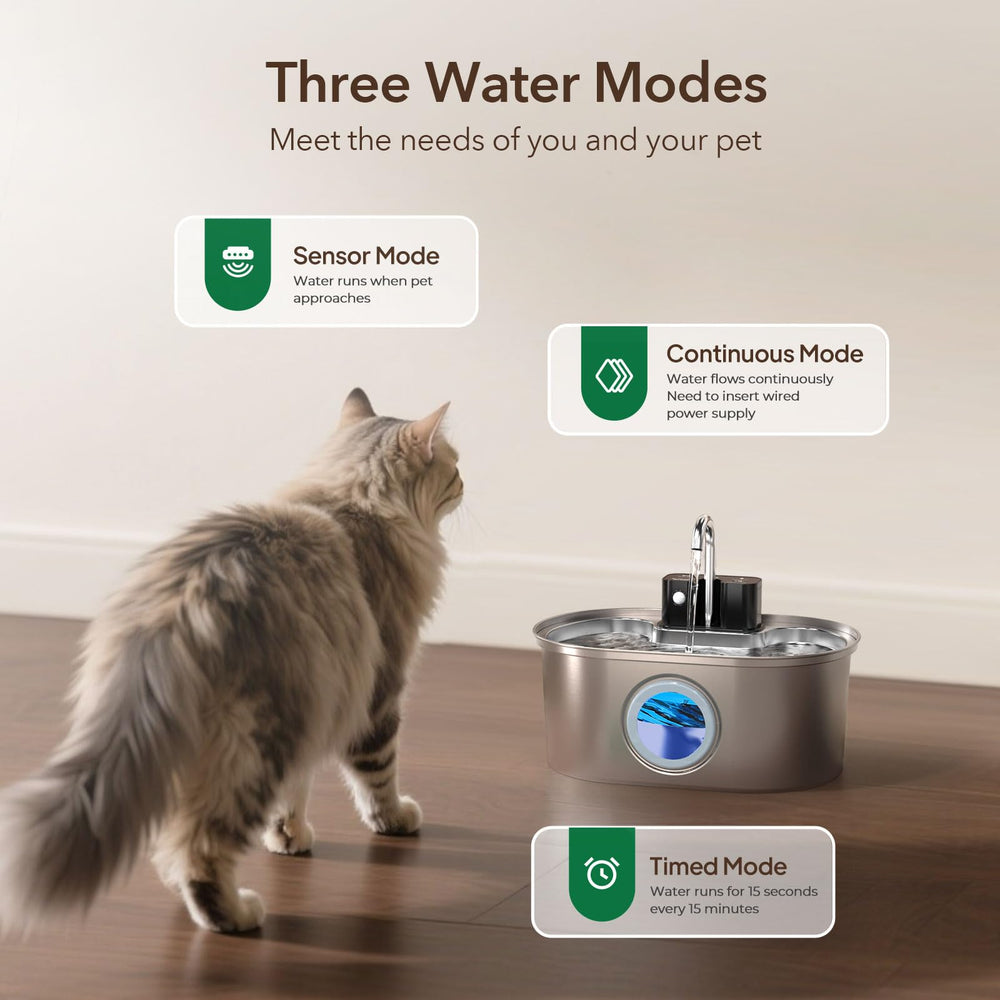 PEKTACO modos de agua activos; flujo agradable para cada gato.